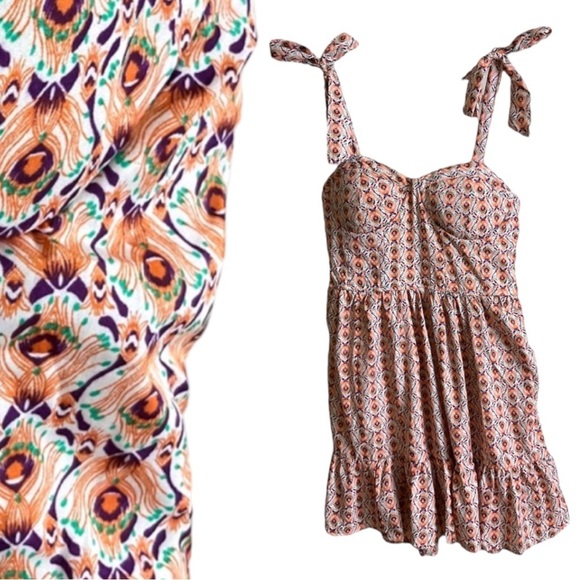 B.O.G. Collective Dresses & Skirts - B.O.G. Collective Corset Mini Peacock Dress in Orange